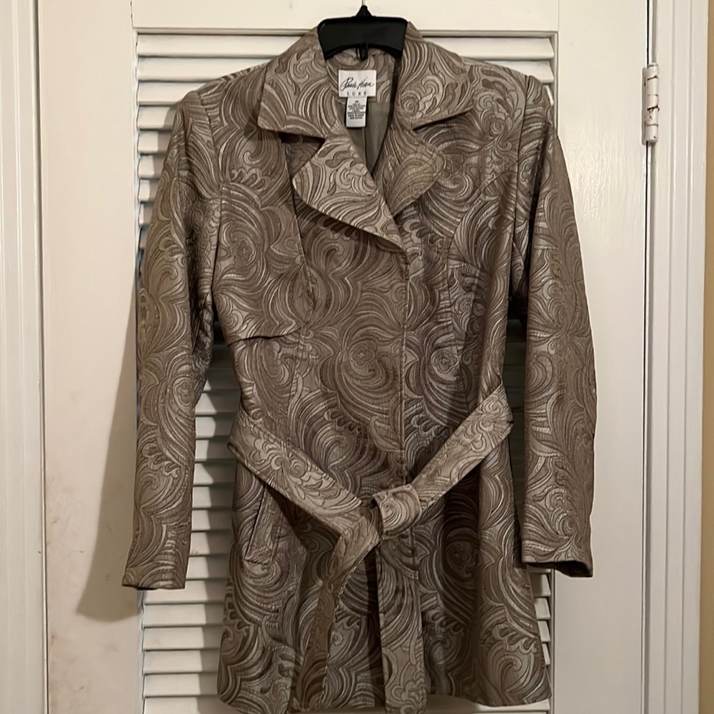 Paula Hian  Luxe Mid-Length Green Floral Jacket